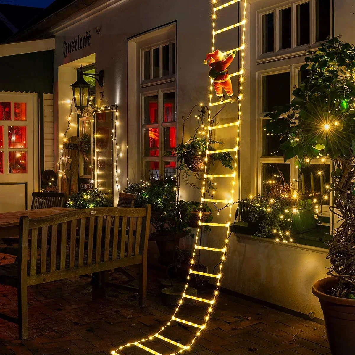 Xmas Outdoor Lighting Decorations - Lampka drabinowa LED dla Świętego Mikołaja