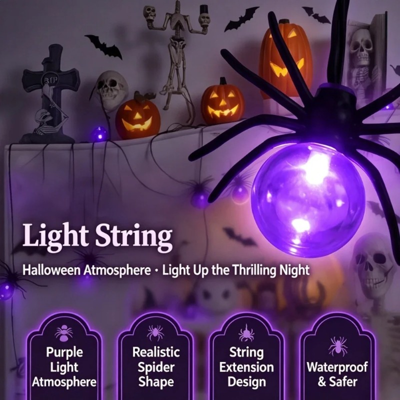 Outdoor Lighting Battery Powered - Lampki LED w kształcie pająków na