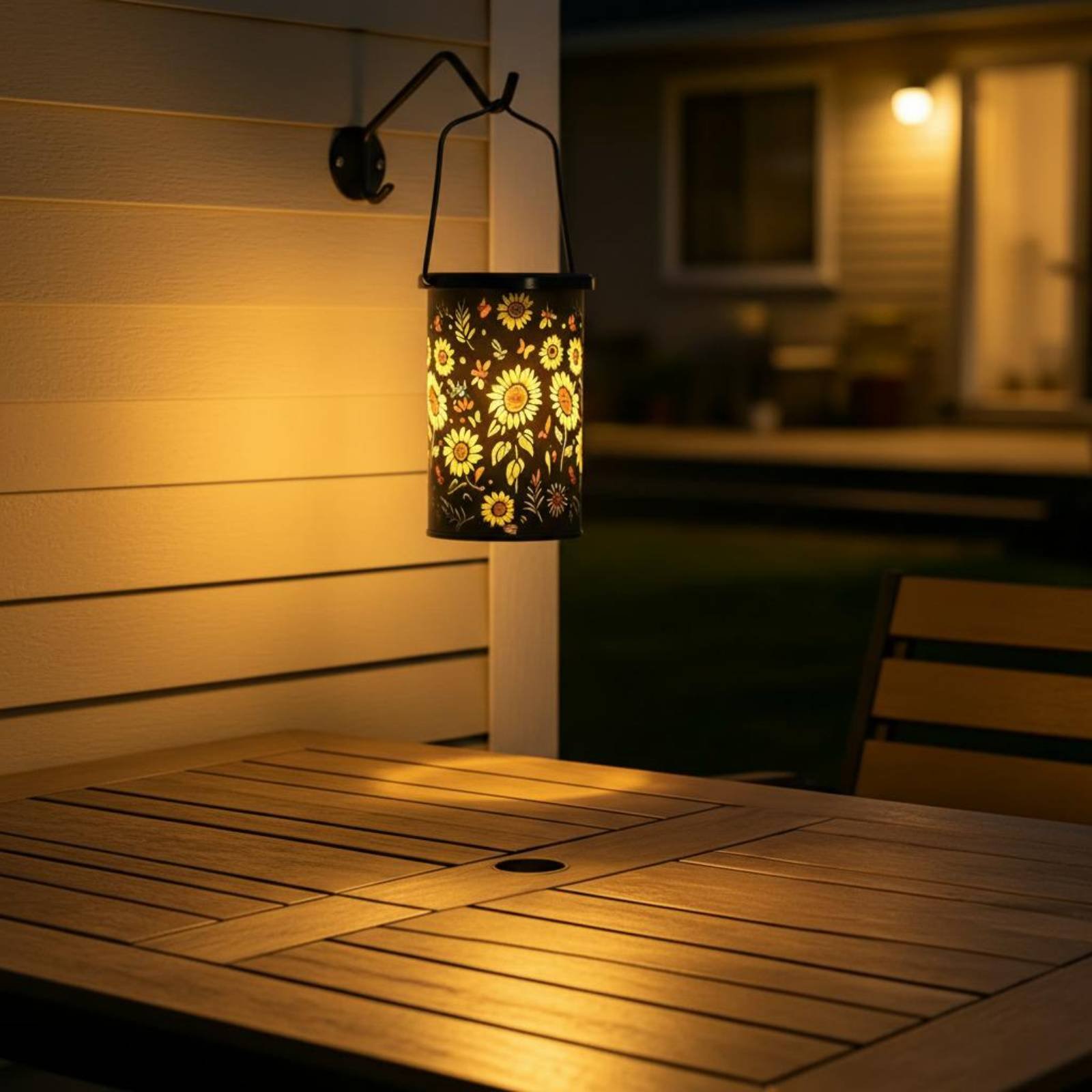 Outdoor Lighting Battery Powered - Lampion kwiatowy w stylu vintage, wiszący