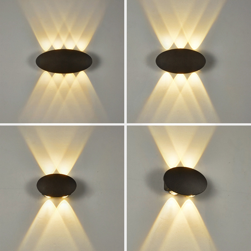 Outdoor Lighting Hardwired - Aluminiowa owalna lampa ścienna LED, wodoodporna,