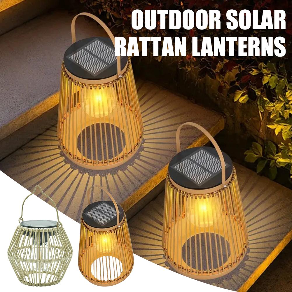 Outdoor Lighting And Decor - Wodoodporna lampa solarna z rattanu IP65,