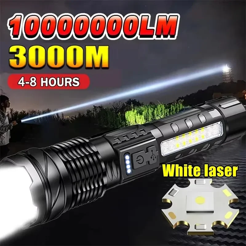 Outdoor Lighting Battery Powered - Mocna latarka LED z wyświetlaczem naładowania