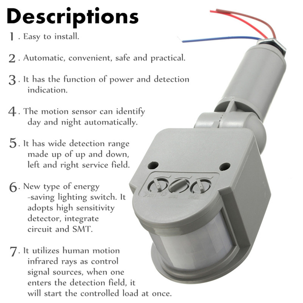 Czujnik ruchu LED 220V 110V 12 – Outdoor Lighting Timer Switch recenzja i cena