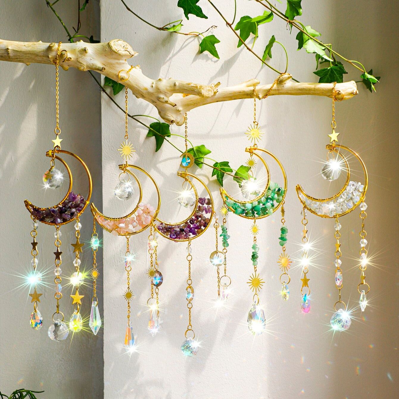 Crystal Suncatcher Moon Amethy – Xmas Outdoor Lighting Decorations recenzja i cena