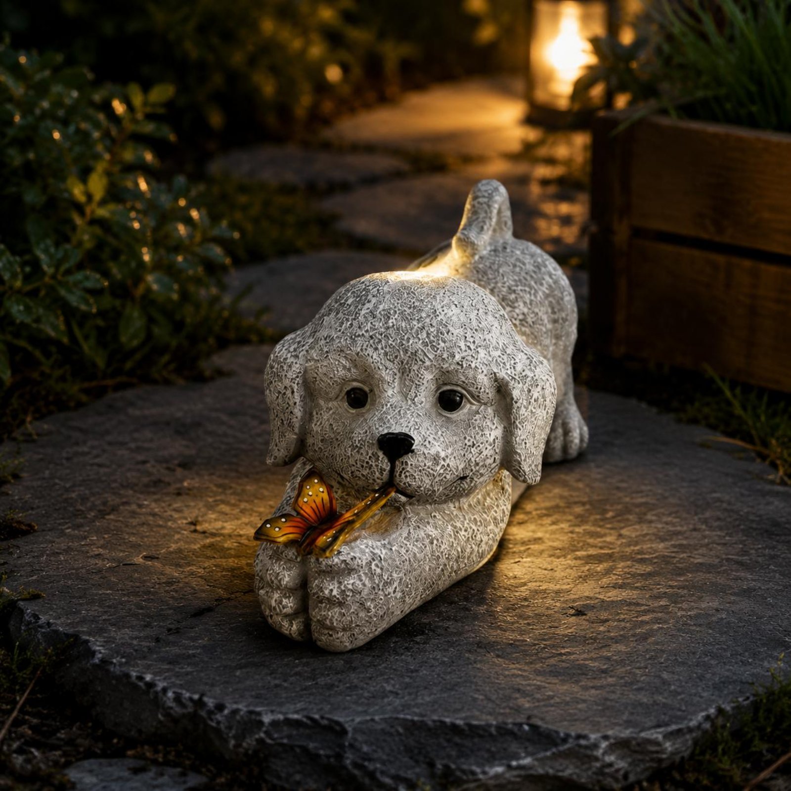Solarna statua psa z żywicy, s – Outdoor Lighting Wire recenzja i cena